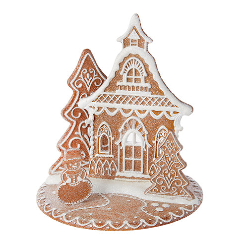 8.5" White Icing Gingerbread House Candle Holder