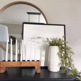 Ivory Glossed Vase – Crackled Ivory Ceramic with Subtle Ribbed Texture