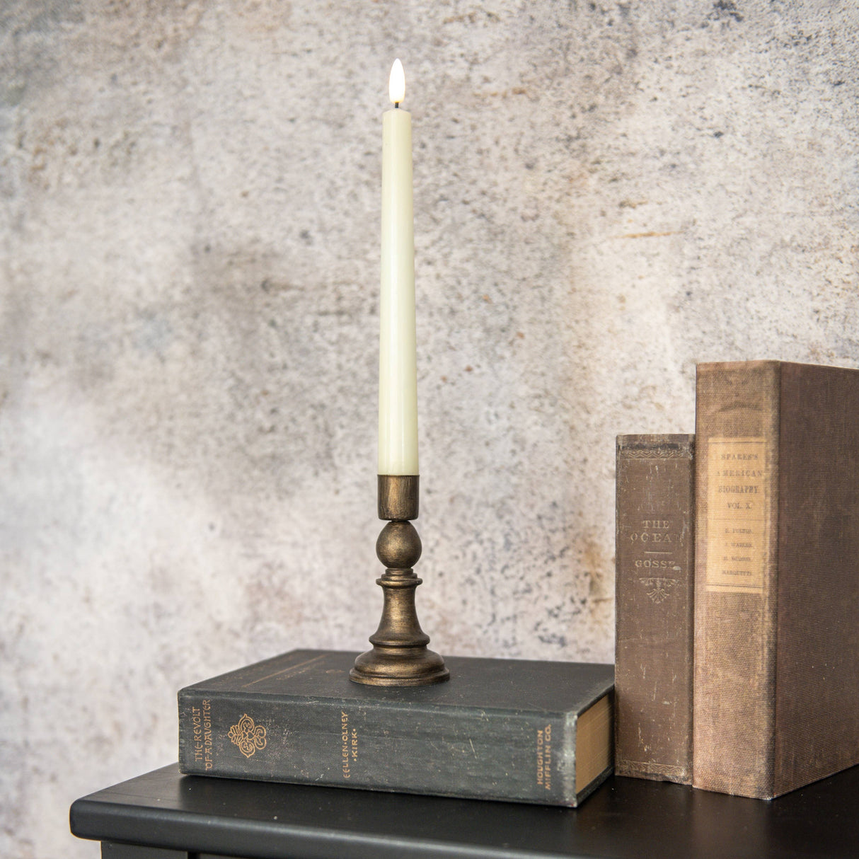 Bishop Taper Candlestick – 5″ Rubbed Bronze Holder with Chess-Inspired Silhouette