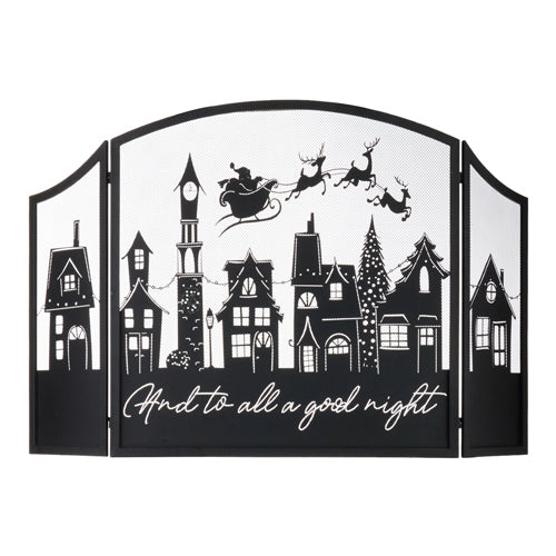 “And to All a Good Night” Fireplace Screen – 48" Wide  By RAZ Imports Artwork by Nicole Tamarin