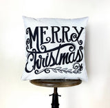 Script Merry Christmas Throw Pillow Cover – 12" x 12"