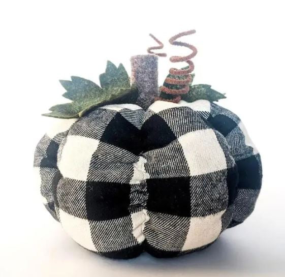 Black & White Plaid Fabric Pumpkin – Foundations Fall Accent