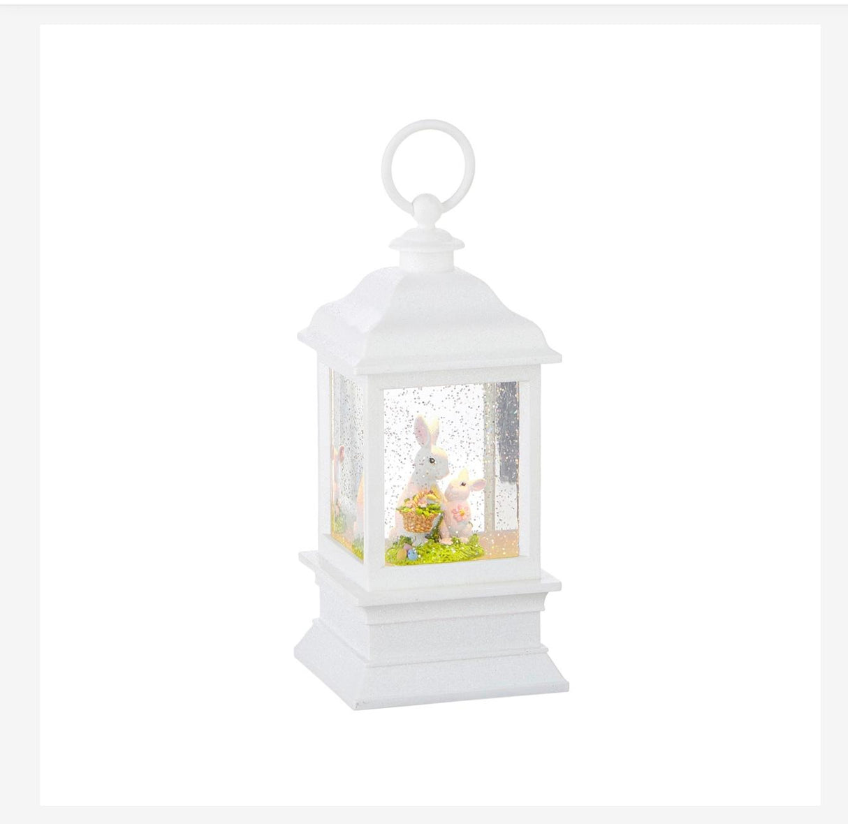 Bunny & Baby Lighted Water Lantern – White Lantern