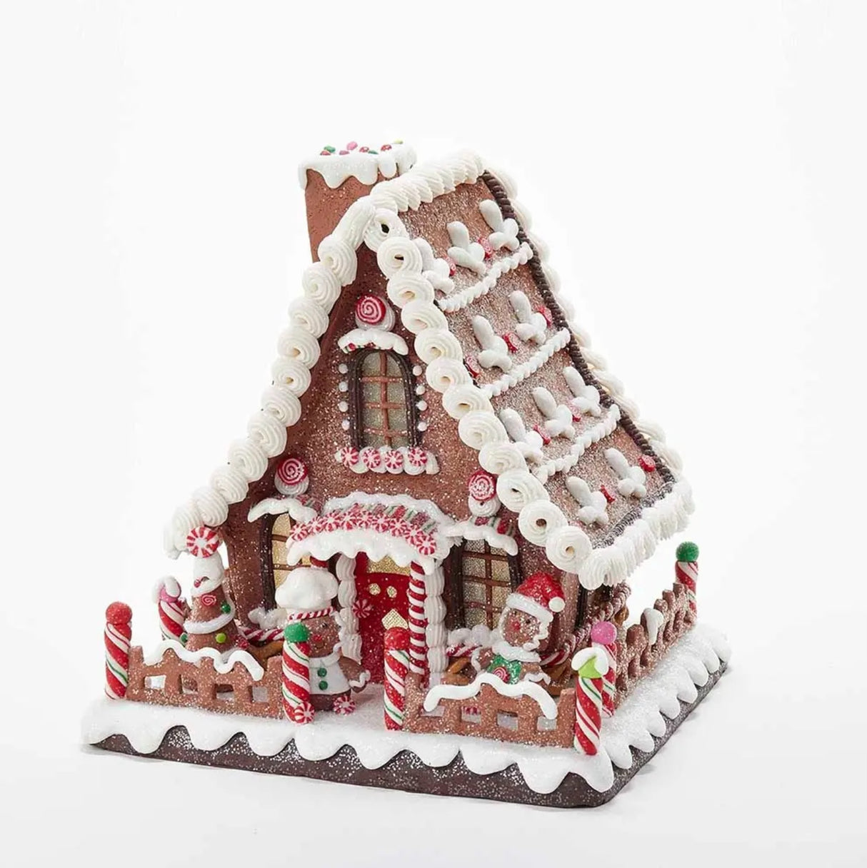 Kurt Adler Gingerbread Lodge – 10" Lighted Clay Dough Christmas House