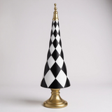 16" Black and White Cone Topiary Tree