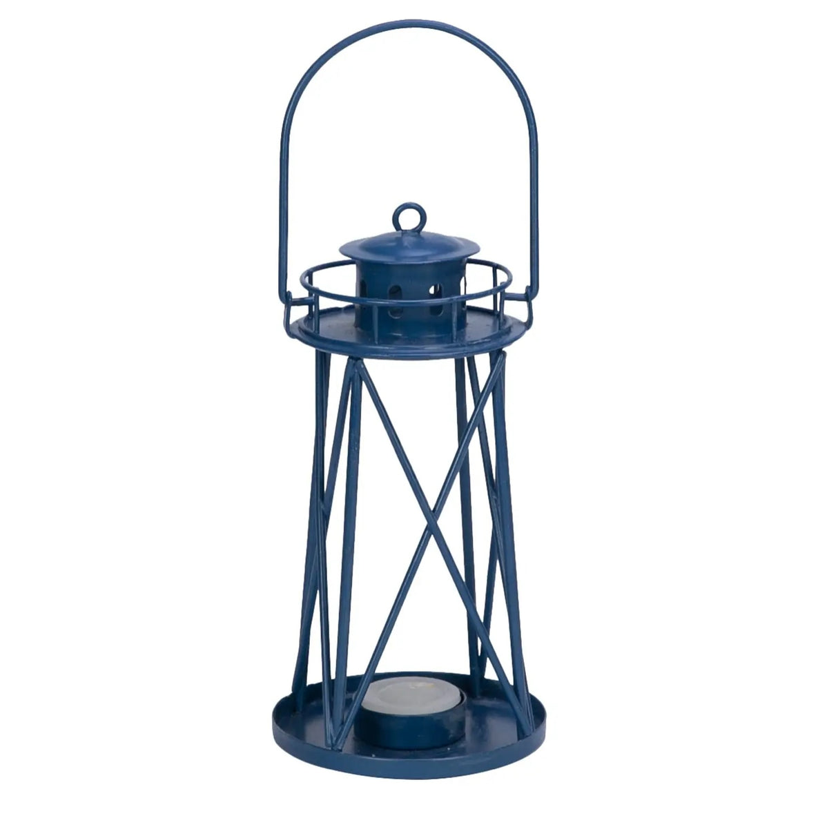 Navy Lighthouse Candle Holder – Coastal Iron Décor