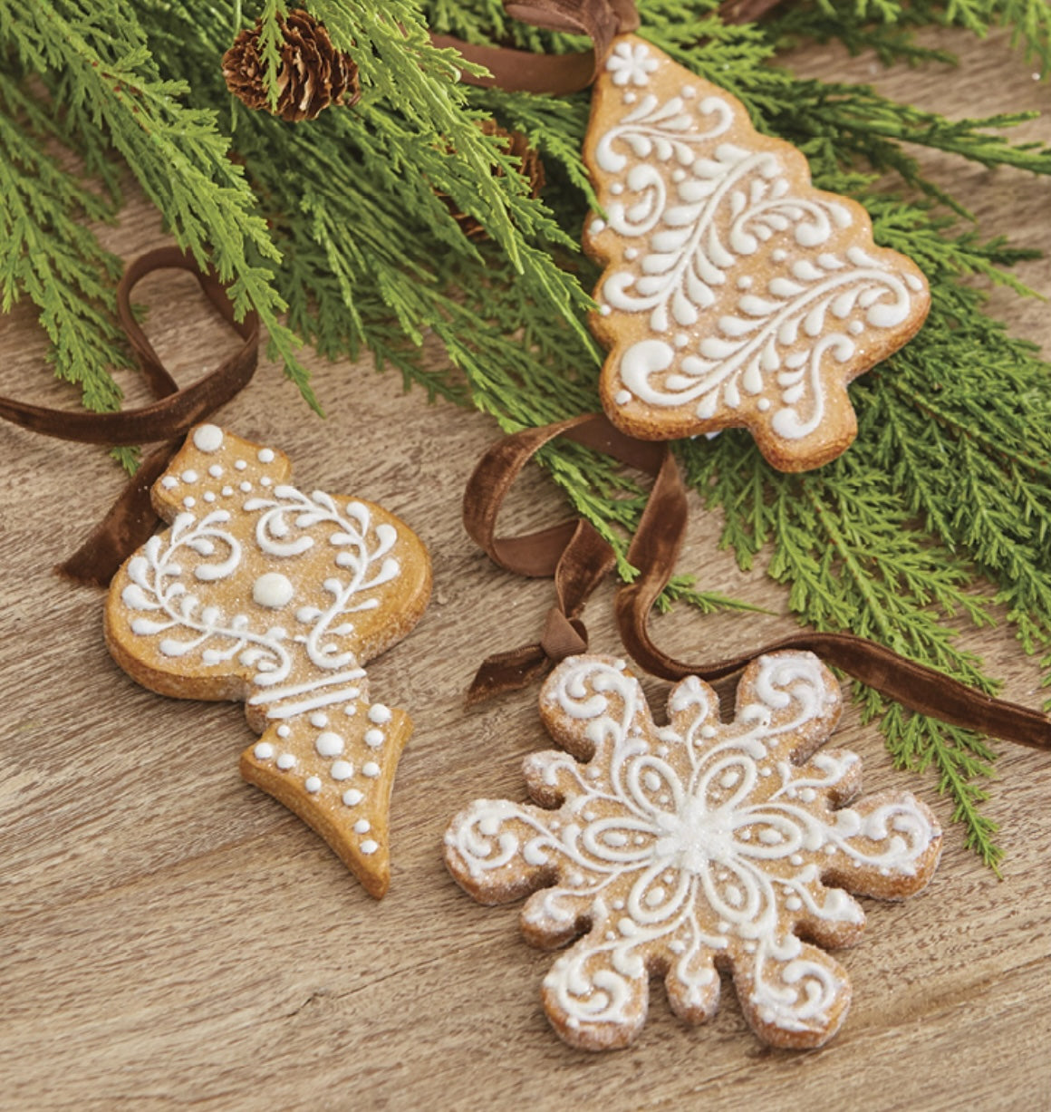 White Icing Gingerbread Ornaments– 4.5", Assorted