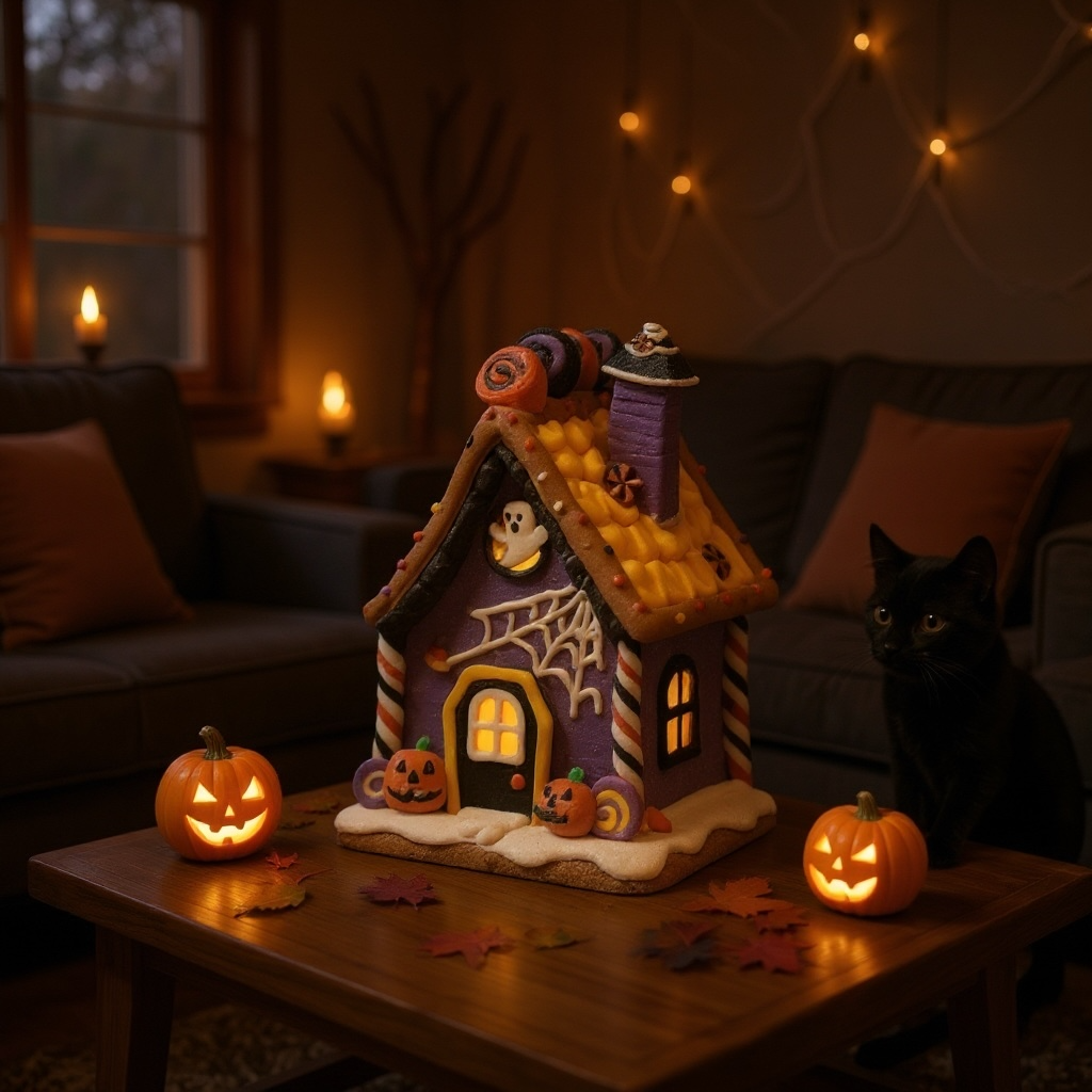 Lighted Halloween Gingerbread Houses – 7.5" (Three Styles Available)