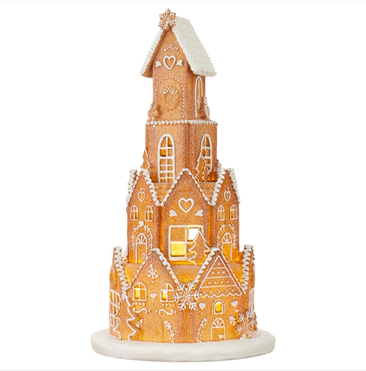 RAZ 18.5" White Icing Round Lighted Gingerbread Village