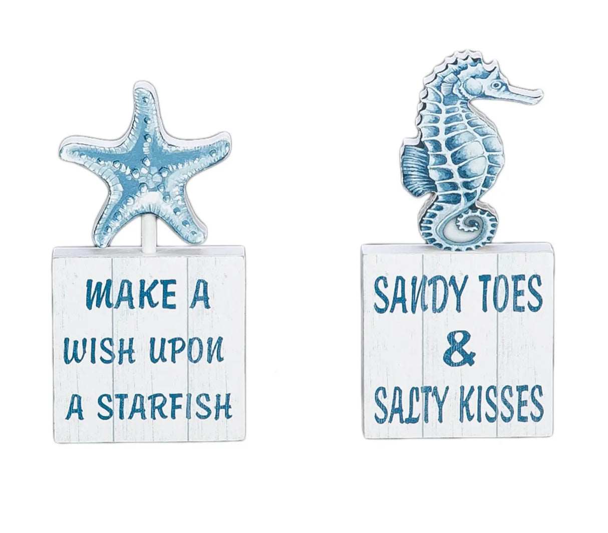 Sea Life Standing Plaques – Set of 2 - By Beachcombers Coastal Décor