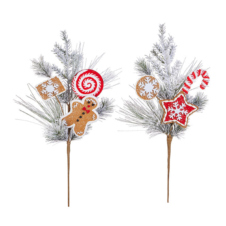 RAZ 23" Flocked Gingerbread Picks – Red Star or Gingerbread Man (Sold Separately)