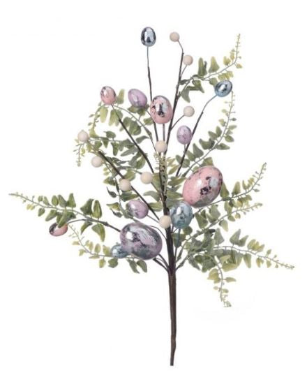 Vintage Foiled Egg Spray – 18″ Easter Pick with Metallic Multicolor Eggs