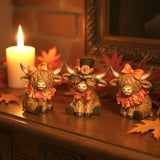 Harvest Highland Cow – Resin Fall Tabletop Accent Figurines