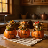 Highland Cow in Pumpkin – Resin Fall Accent Figurines