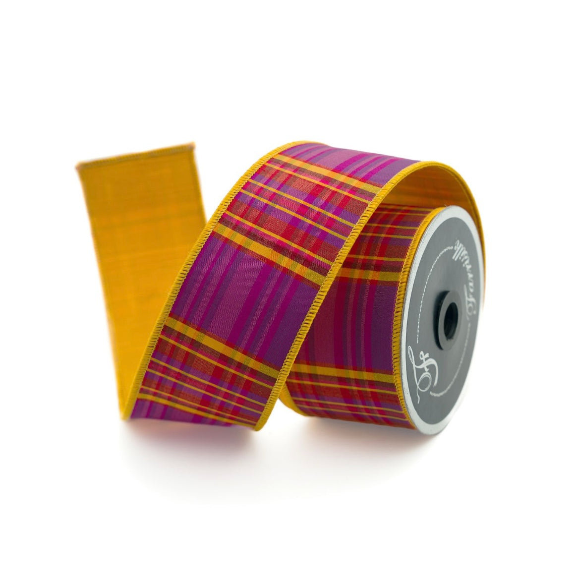 Candy Corn Plaid Ribbon – 2.5" Wired Seasonal Trim by Farrisilk