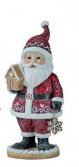 10" Gingerbread Santa with Gingerbread House Figurine