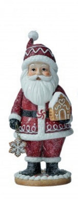 10" Gingerbread Santa with Gingerbread House Figurine