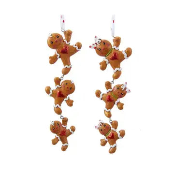 Gingerbread Boy & Girl String Ornament – 6" Resin Cookie Garland Accent