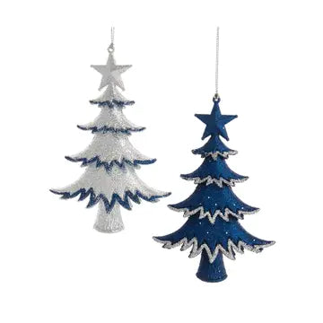 Blue & Silver Glittered Tree Ornaments