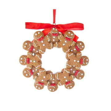 Gingerbread Boy Wreath Ornament – Kurt Adler 4.75" Claydough Cookie Charm
