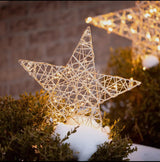 Lighted Metal Star Set of 2 – Gold or Silver | Indoor/Outdoor LED Holiday Accent