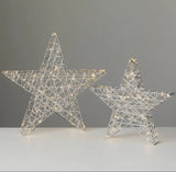 Lighted Metal Star Set of 2 – Gold or Silver | Indoor/Outdoor LED Holiday Accent