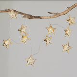 Gold Lighted Star Garland – 6' Metal Garland with Warm White LED Lights
