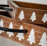Pine Tree Wooden Serving Tray Set of 2