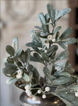 Iced Kissed Mistletoe Pick – 16" Glittered Accent Stem
