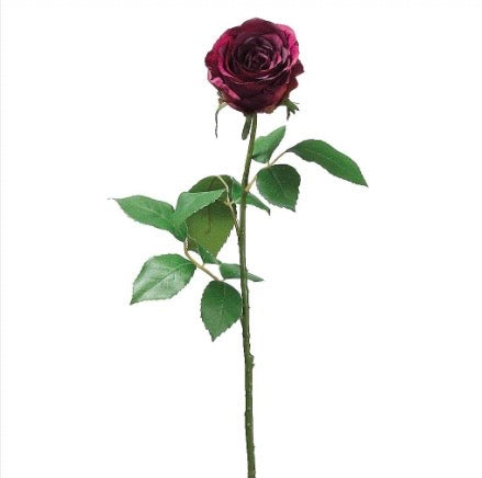 27.5" Large Cottage Rose Bud Spray Two Tone Eggplant