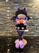 Sitting Bat Girl with Pumpkin - F00192