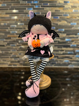 Sitting Bat Girl with Pumpkin - F00192