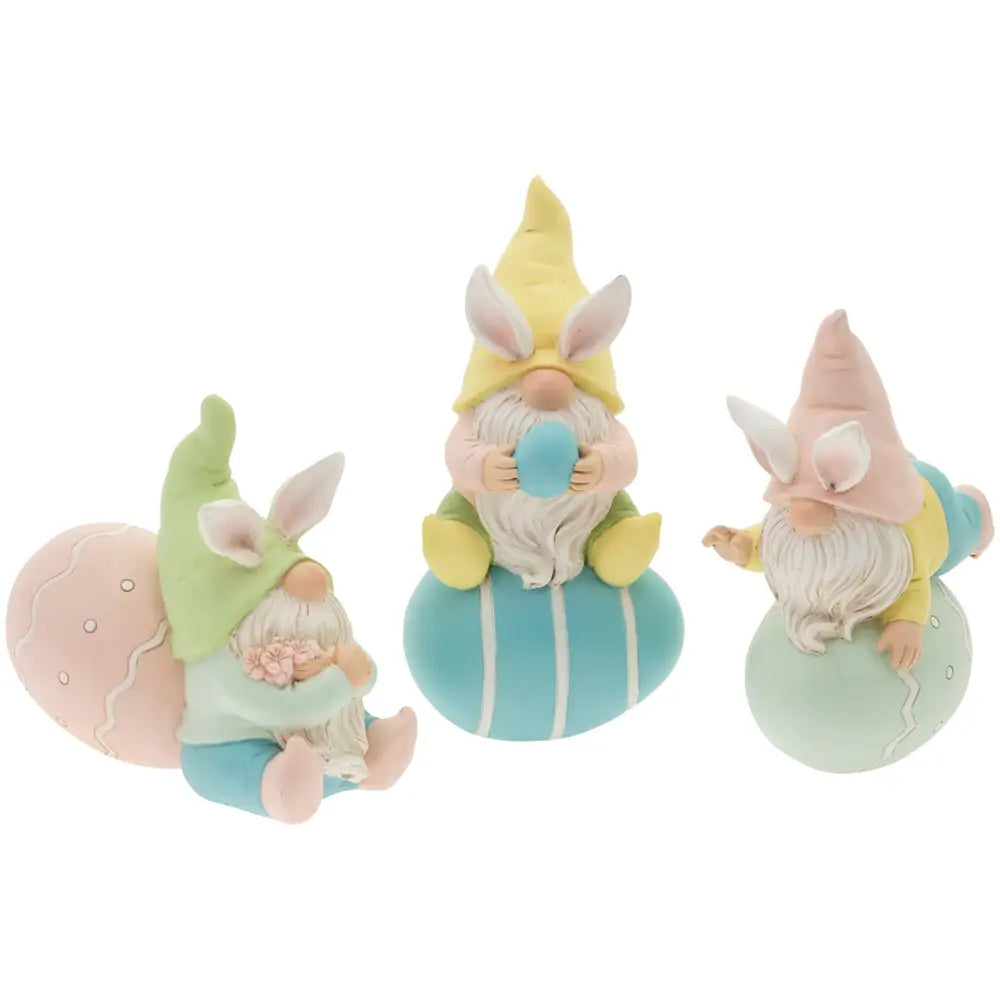Easter Egg Gnome Figurine – Pink, Blue Stripe, or Mint  Spring Decor