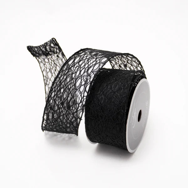 Black Cobwebs Ribbon – 2.5" Wired Halloween Trim by Farrisilk