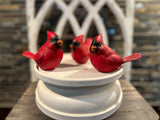 Set of 3 Red Cardinal Tabletop Figurines – Woodland Christmas Decor