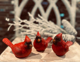 Set of 3 Red Cardinal Tabletop Figurines – Woodland Christmas Decor