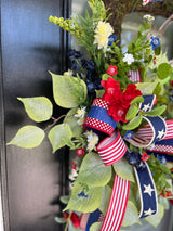 Square Patriotic Butterfly Wreath – Designer Ribbon Americana Door Decor