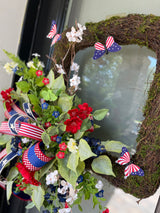 Square Patriotic Butterfly Wreath – Designer Ribbon Americana Door Decor