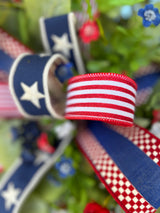 Square Patriotic Butterfly Wreath – Designer Ribbon Americana Door Decor