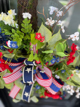 Square Patriotic Butterfly Wreath – Designer Ribbon Americana Door Decor