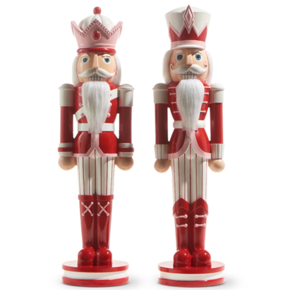 Peppermint Nutcracker Figurines – 24" Red, White & Blush Pink Holiday Showstoppers