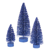 Blue Glitter Oval Bottle Brush Tree Set