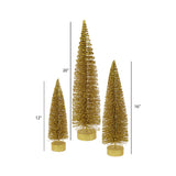 Gold Glitter Oval Bottle Brush Tree Set