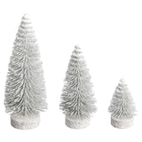 White Oval Pine Bottle Brush Tree Set