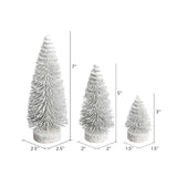 White Oval Pine Bottle Brush Tree Set