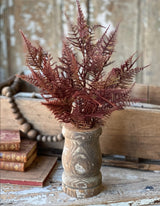 Bordeaux Fern Bush – 19″ Flocked Faux Greenery Stem