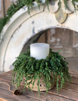 Emerald Falls Candle Ring – Set of 2 Faux Cedar Greenery Rings