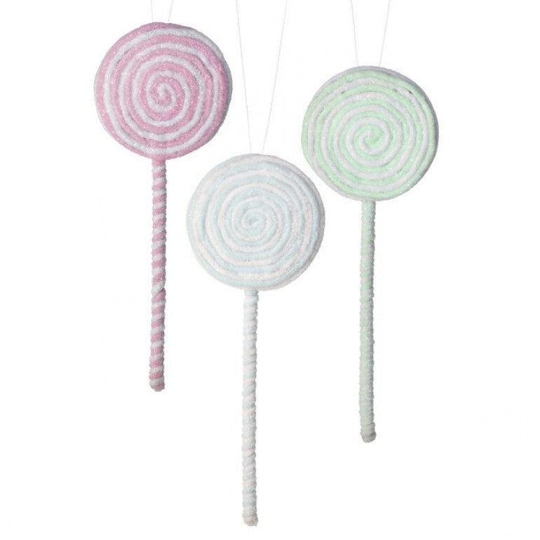 Frosted Pastel Lollipop Ornaments