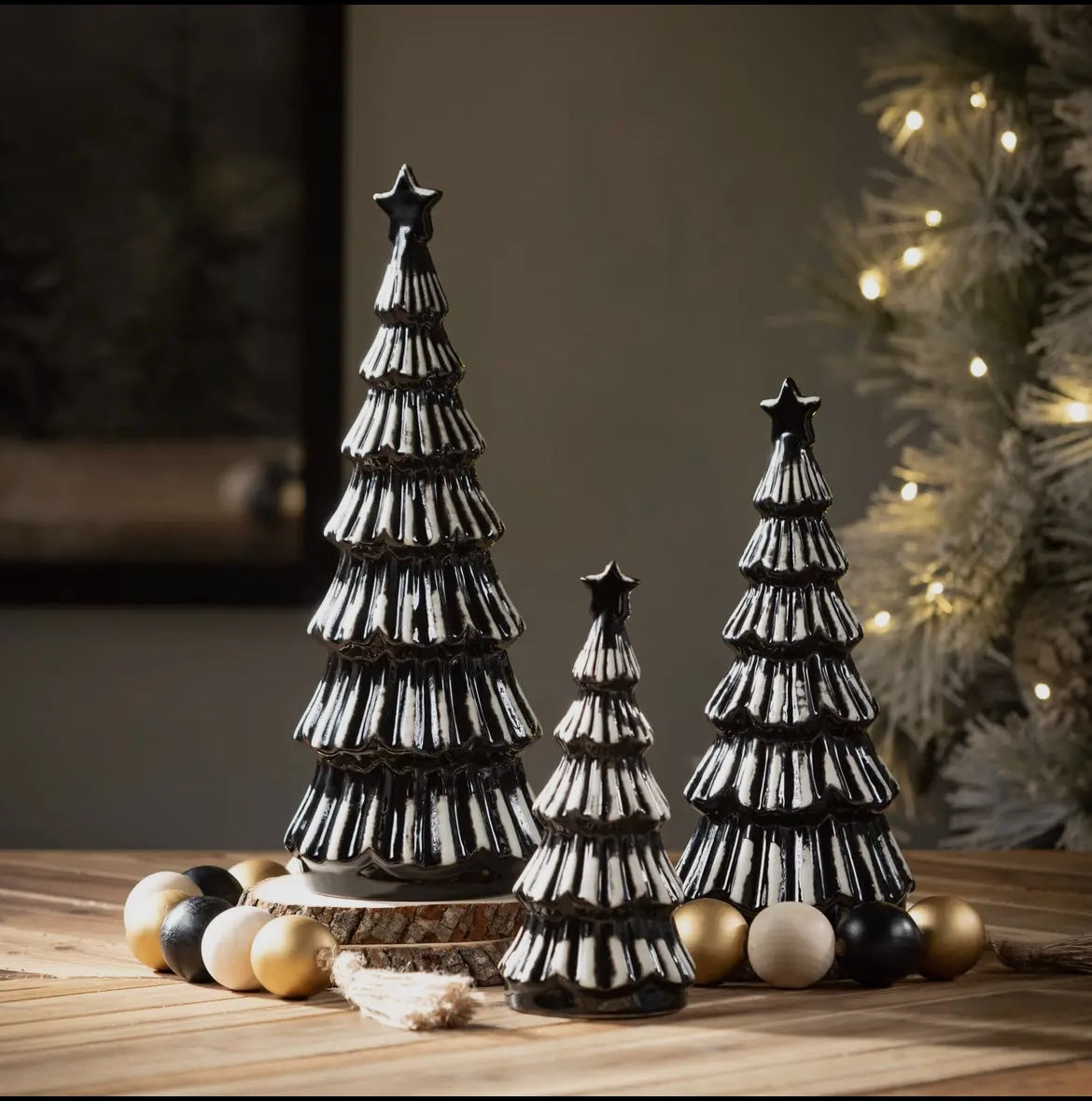 Modern Black Christmas Trees Set of 3