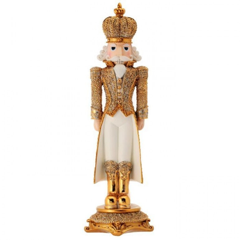 Diamond Opulent Nutcracker – 18″ Resin Holiday Accent in Ivory & Gold